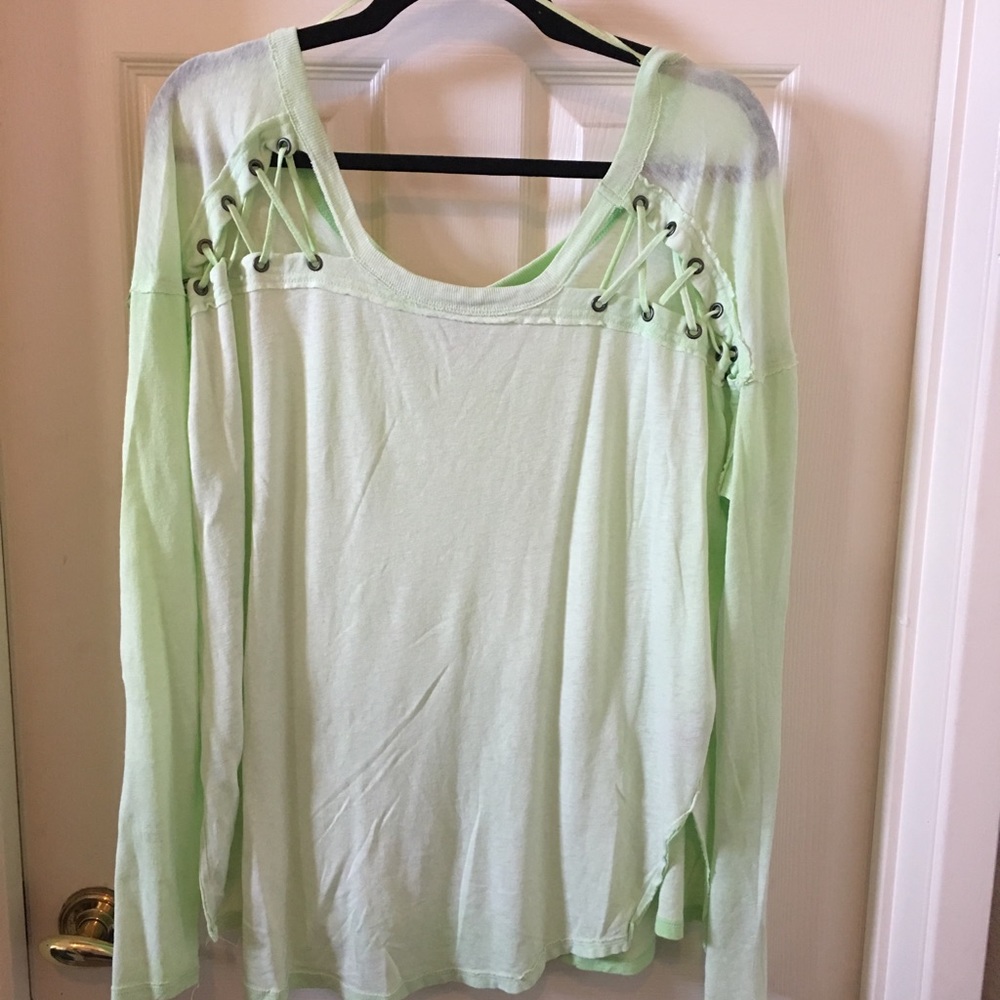 We the free by Free People Mint Green Lace Up Top